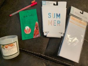 Summer vibe items for teacher gift basket